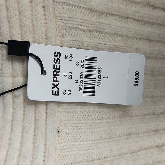 Express ribbed crop sweater cardigan women's Large oat NWT - Picture 4 of 8